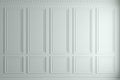 Classic wall of white wood panels. Design and technology Royalty Free Stock Photo