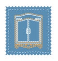 Classic wardrobe icon isolated on blue