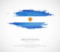 Classic watercolor artistic brush flag for independence day of Argentina country