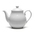 Classic White Ceramic Teapot with Lid and Handle on White Background Keywords: teapot, tea, kettle, ceramic, porcelain, white, Royalty Free Stock Photo