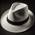 Classic white fedora hat on black Royalty Free Stock Photo