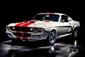 Classic White Ford Mustang Shelby With Red Stripes in Studio Setting Royalty Free Stock Photo