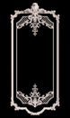 Classic white frame with ornament decor isolated on black background