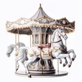 a classic white horse carousel on a sunny day Royalty Free Stock Photo