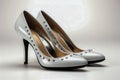 Classic White Patent Leather Pumps with High Stiletto Heels Royalty Free Stock Photo