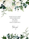 Classic white peony, ivory rose flowers, cedar branch, eucalyptus, fern, salal, greenery vector design