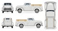 Classic White Pickup Truck Vector Mock-up