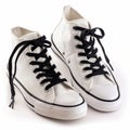 Classic White Sneakers with Black Laces Royalty Free Stock Photo
