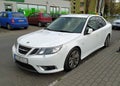 Classic white Swedish car Saab Aero 9.3 car parked