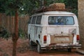 Classic white van - old van Royalty Free Stock Photo