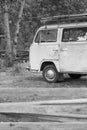 Classic white van - old white van Royalty Free Stock Photo