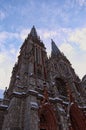 Classic wide-angle view of ancient Saint Nicholas Roman Catholic Cathedral in Kyiv, Ukraine Royalty Free Stock Photo