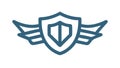 Classic Winged Shield Emblem: Protection Security Vector Icon, vector design Generative AI Royalty Free Stock Photo