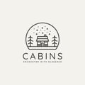 Classic winter cabin minimalist line art logo icon