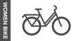 Classic women bike silhouette. Vector flat icon