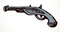 Antique pistol. Vector drawing icon