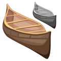 Classic wooden boat in cartoon style. Vector Royalty Free Stock Photo