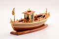 classic wooden boat with polished brass fittings