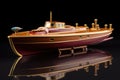 classic wooden boat with polished brass fittings