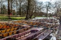 Classic wooden boats docked on the river in Oxford - 6 Royalty Free Stock Photo