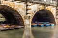 Classic wooden boats docked on the river in Oxford - 1 Royalty Free Stock Photo