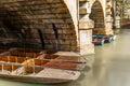 Classic wooden boats docked on the river in Oxford - 8 Royalty Free Stock Photo