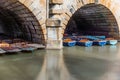 Classic wooden boats docked on the river in Oxford - 4 Royalty Free Stock Photo