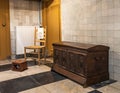 Classic wooden chest at the basement of a Dutch museum Royalty Free Stock Photo