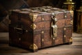 classic wooden cigar box with brass latch and hinges Royalty Free Stock Photo