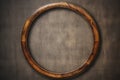 Classic wooden circle frame adds a touch of vintage charm to the background