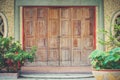 Classic Wooden door unlocked, Chinese architecture Royalty Free Stock Photo
