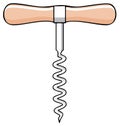Classic wooden handle corkscrew vector illustration for wine bottle opening and bar use Royalty Free Stock Photo