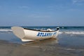 Classic Wood Lifeboat at Atlantic City Beach Royalty Free Stock Photo