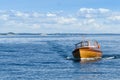 Classic wooden motorboat Stockholm archipelago Royalty Free Stock Photo