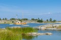 Classic wooden motorboat Stora Nassa Stockholm archipelago Royalty Free Stock Photo