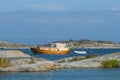 Classic wooden motorboat Stora nassa Stockholm archipelago Royalty Free Stock Photo