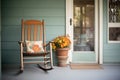 classic wooden rocking chair on a cozy porch