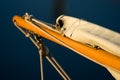 Classic wooden sailboat bowsprit