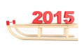 Classic Wooden Sled with 2015 New Year Sign Royalty Free Stock Photo