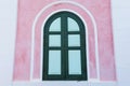 Classic wooden window on pink wall Royalty Free Stock Photo