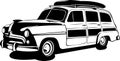 classic woodie car in black and white Royalty Free Stock Photo