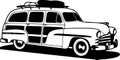 classic woodie car in black and white Royalty Free Stock Photo