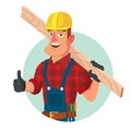 Classic Worker Or Carpenter Vector. Civil Engineering Construction Worker. Isolated On White Cartoon Character