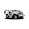 Classic 4x4 offroad overland black and white truck illustration vector isolated. Best for automotive 4x4 overland industry Royalty Free Stock Photo