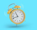 Classic yellow alarm clock is reminds to wake up in the morning