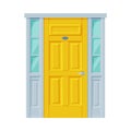 Classic Yellow Door, Facade Architactural Design Element Vector Illustration Royalty Free Stock Photo