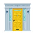 Classic Yellow Door, Facade Architactural Design Element Vector Illustration Royalty Free Stock Photo