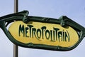 Classic yellow Paris Metro sign Royalty Free Stock Photo
