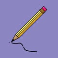 Classic yellow pencil with eraser simple vector illustration. Vector art.