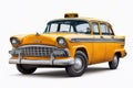 A Classic Yellow Taxi Cab Isolated on White Background, Generative AI